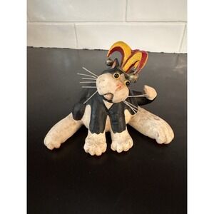 Vintage 1999‎ Bob Stebleton Cagey Critters Fat Cat Jester Hat Awkward Tuxedo
